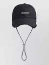 Jacquemus Artichoke Cap With Fringed Hem And Ear Flaps In Black