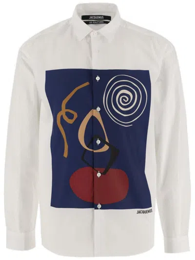 Jacquemus Arty Paint Long-sleeve Shirt In White