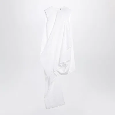 Jacquemus Asymmetric Cotton Mini Dress In White