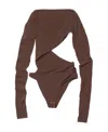Jacquemus Asymmetric Cropped Bodysuit In Brown