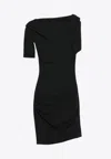 Jacquemus Asymmetric Draped Mini Dress In Black