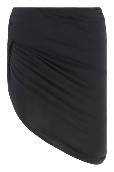 Jacquemus Asymmetric Draped Skirt In Black
