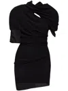 Jacquemus Castagna Gathered Draped Crepe Mini Dress In Black