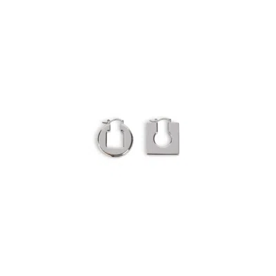 Jacquemus Asymmetric Geometric Earrings In Polished Plated Brass
