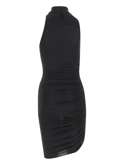 Jacquemus The Piazza Asymmetric Gathered Stretch-jersey Turtleneck Dress In Black