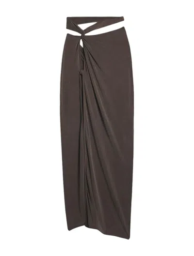 Jacquemus Asymmetric Midi Skirt In Brown