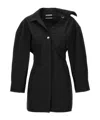 Jacquemus Asymmetric Mini Shirt Dress In Black