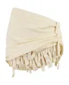 Jacquemus Fringed Ruched Canvas Mini Skirt In Nude