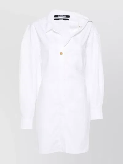 JACQUEMUS ASYMMETRIC NECK SHIRT DRESS