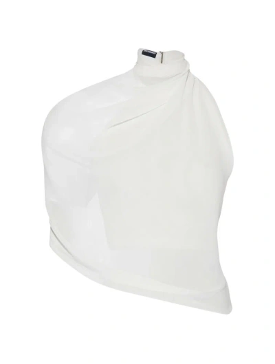 Jacquemus Asymmetric One-shoulder Top In White