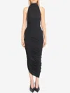 Jacquemus The Piazza Asymmetric Gathered Stretch-jersey Turtleneck Dress In Black