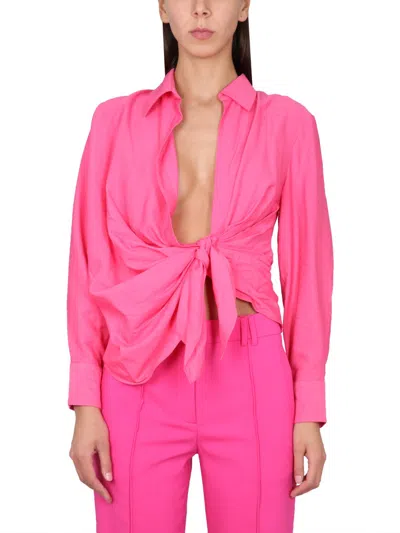 Jacquemus Asymmetric Pointed Collar Shirt In Pink