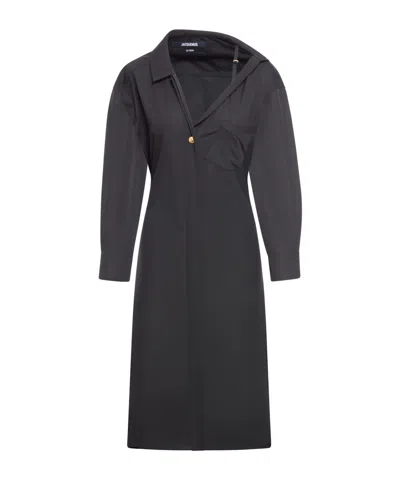 Jacquemus Woman Midi Dress Black Size 8 Cotton