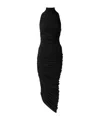 Jacquemus The Piazza Asymmetric Gathered Stretch-jersey Turtleneck Dress In Black