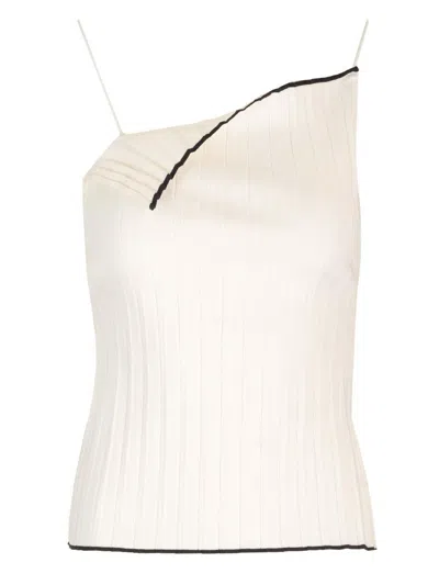 Jacquemus Asymmetric Strapped Top In 100 White
