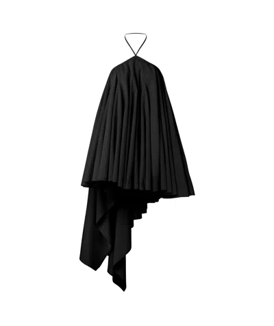 Jacquemus Courte Asymmetric Cotton-blend Crepon Halterneck Dress In Black