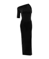Jacquemus Asymmetric Neck Twist Midi Dress With Ruched Detailing In Black