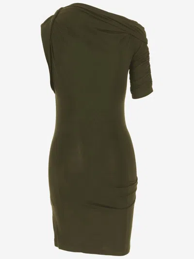 Jacquemus Asymmetrical Draped Mini Dress In Green