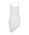 Jacquemus Saudade Asymmetric Draped Mini Dress In White