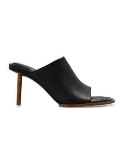Pre-owned Jacquemus Asymmetrical Geometric Mules In Nero