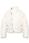 Jacquemus Asymmetric Buttoned Highneck Puffer Jacket In Offwhite