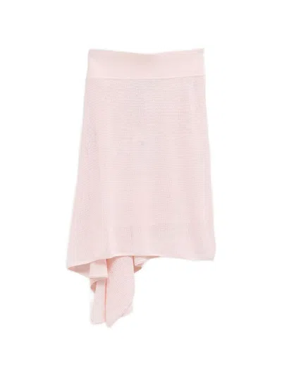 Jacquemus Pink Textured Knit Asymmetrical Mini Skirt
