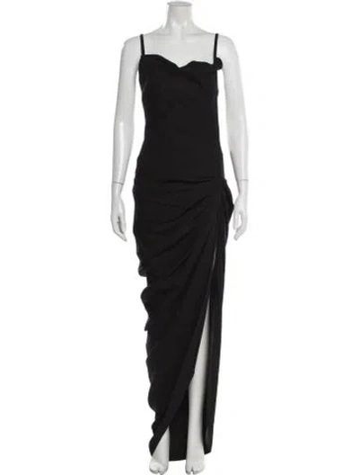 Pre-owned Jacquemus Asymmetrical Long Dress In Black