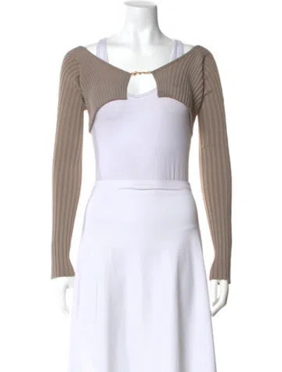 Pre-owned Jacquemus Asymmetrical Long Sleeve Crop Top In Neutral