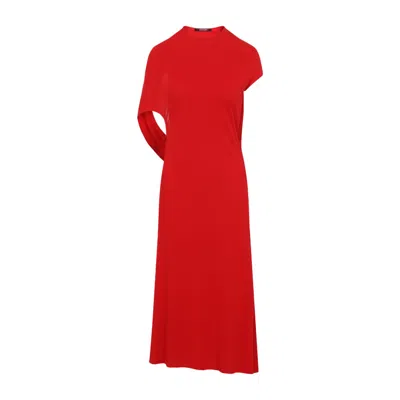 Jacquemus Womens Red The Salerno Asymmetric Draped Stretch-jersey Midi Dress