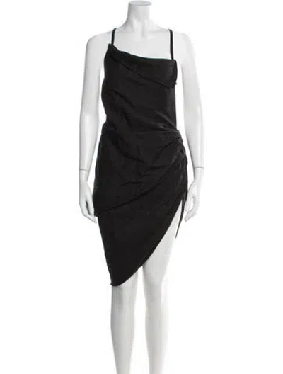 Pre-owned Jacquemus Asymmetrical Mini Dress In Black