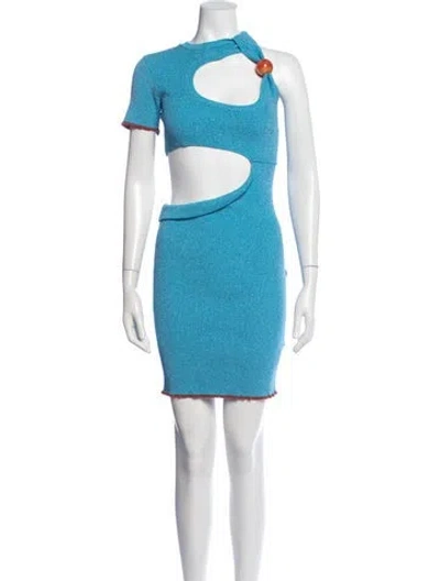 Pre-owned Jacquemus Asymmetrical Mini Dress In Blue/metallic