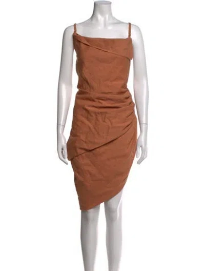 Pre-owned Jacquemus Asymmetrical Mini Dress In Brown