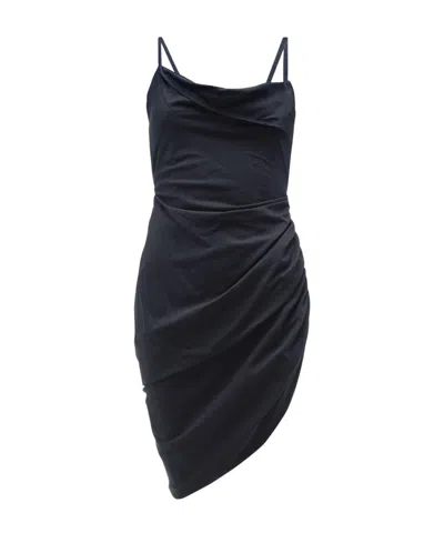 Jacquemus Asymmetrical Pendant Mini Dress In Black