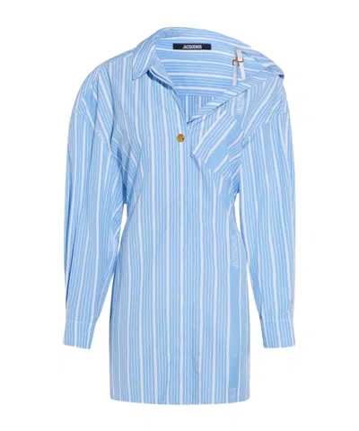 JACQUEMUS JACQUEMUS LA MINI ROBE CHEMISE ASYMMETRIC SHIRT DRESS