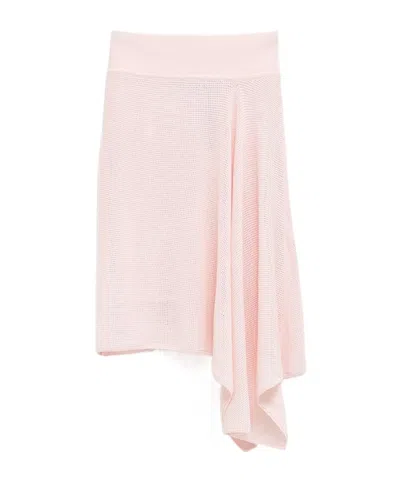 Jacquemus The Voile Asymmetric-hem Open-knit Midi Skirt In Pink