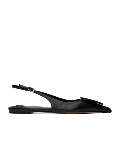 Jacquemus Asymmetrically Decorated Flat Shoes In Black