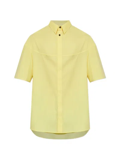 Jacquemus Atelier Logo-embroidered-yoke Shirt In Yellow