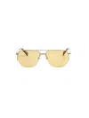 Jacquemus Embossed Logo Sunglasses In Silver/ Wood Effect/ Yell