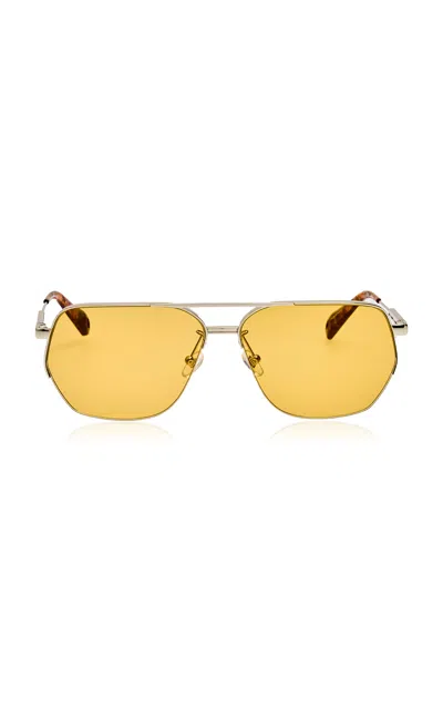 Jacquemus Aviator-frame Metal Sunglasses In Yellow
