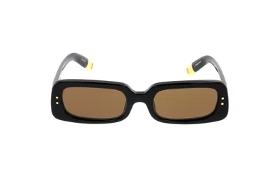 Jacquemus Azzuro Rectangle Frame Sunglasses In Black