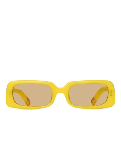 Jacquemus Azzuro Rectangle-frame Sunglasses In Yellow
