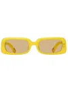 Jacquemus Rectangle Frame Sunglasses Sunglasses In Pear Sorbet/ Yellow Gold/