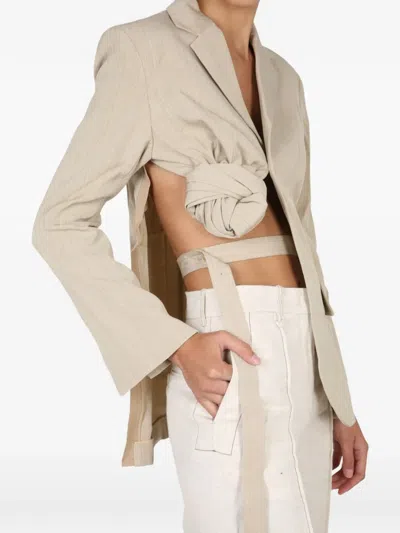 Jacquemus Baccala Knotted Jacket In Neutral