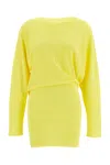 Jacquemus Flowing Viscose Jersey Dress With Embroidered Detailing In Yellow