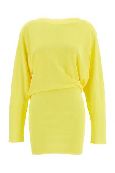 JACQUEMUS BACK DRAPING MINI DRESS WITH EMBROIDERED DETAIL