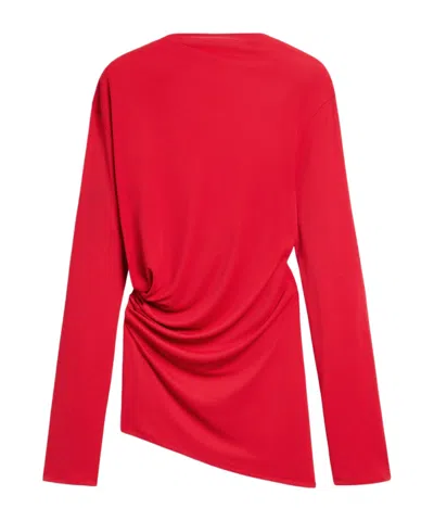 Jacquemus Le Haut Croisiere Draped L/s Top In Red