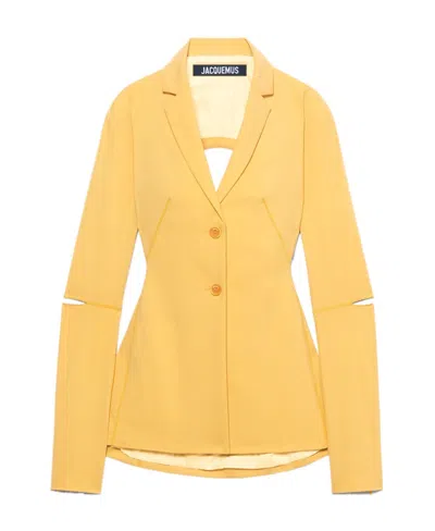 Jacquemus Backless Stretch Suit Coat In Yellow