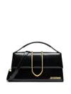 Jacquemus Le Grand Bambino Glossed Leather Top Handle Bag In Black