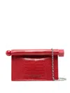 Jacquemus Small Round Crocodile Chain Strap Bag In Red