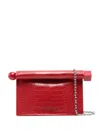 Jacquemus Small Round Crocodile Chain Strap Bag In Red